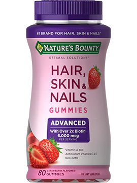 Nature's Bounty Advance with 2xBiotion Gummies 80s Hair Skin Nails