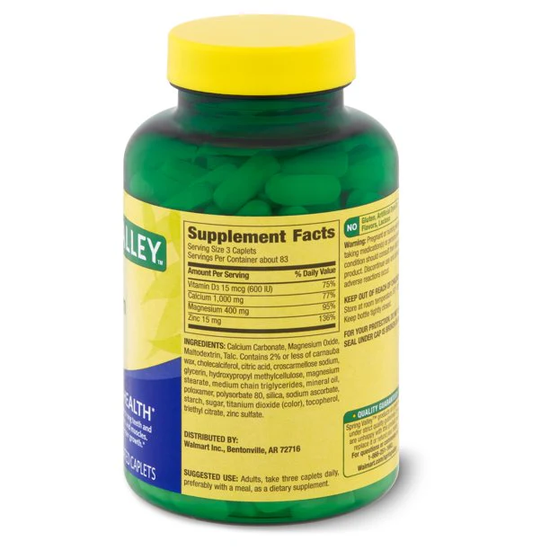 Spring Valley Calcium & Magnesium Citrate with D3 250 CT - Image 3